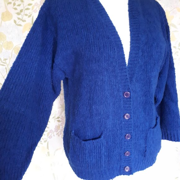 Size L Vintage 1980s Imperial Classics Navy Blue Cardigan - Picture 7 of 11